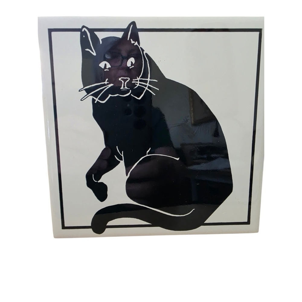 Art Institute of Chicago Herman Friling Black Cat Ceramic Tile Wall Art Decor
